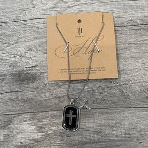 Halle Joy Hope Sliver and Black Cross Necklace